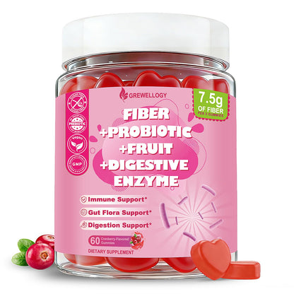 Fiber Gummies 7500mg, Probiotics & Digestive Enzymes, Sugar-Free, Vegan & Gluten-Free Supplement for Gut Health, Bloating Support & Regularity) - PrimeBioHealth - canada supplements