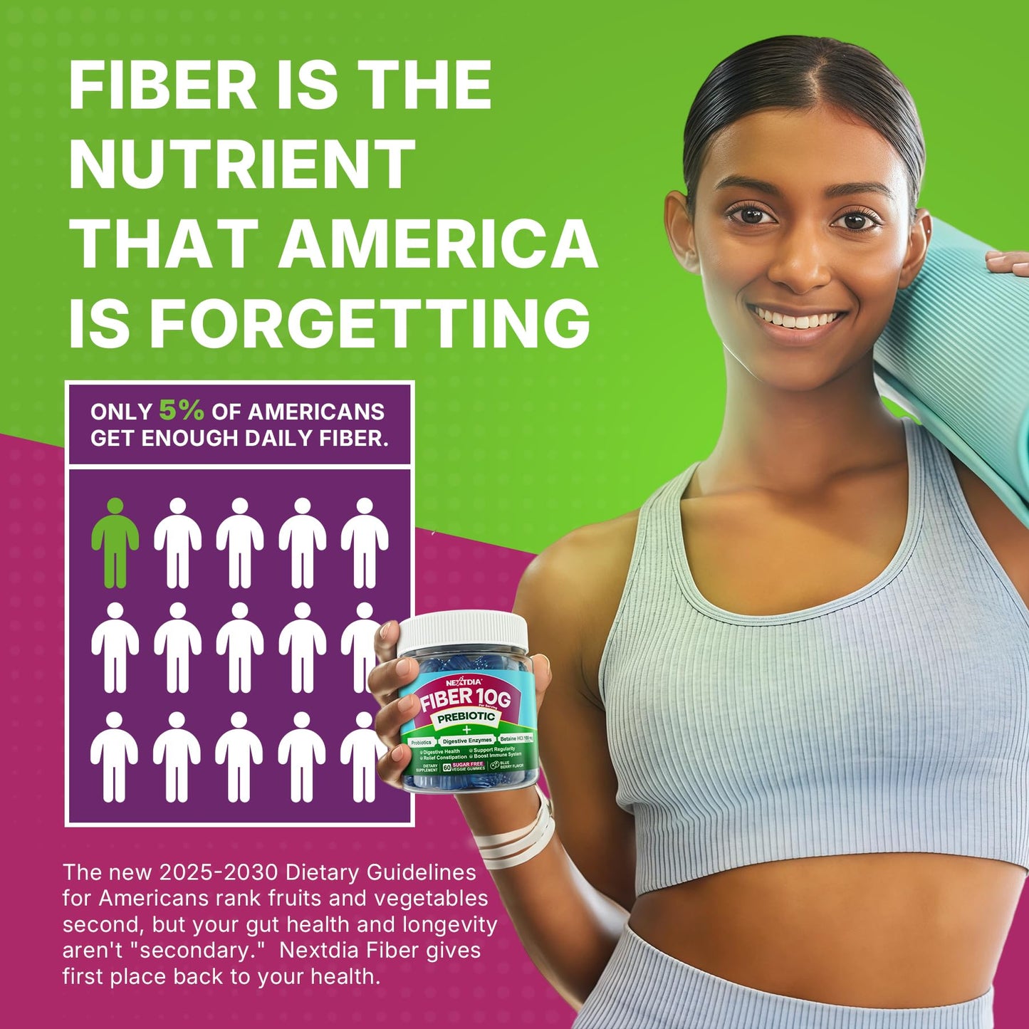Fiber Gummies for Adults, Sugar Free 10g Prebiotic Fiber Supplement with Digestive Enzymes, Probiotics & 100mg Betaine for Digestive & Gut Health - PrimeBioHealth - canada supplements
