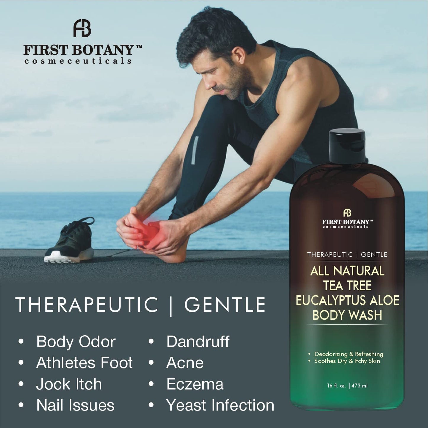 First Botany, ALL Natural Body Wash - Fights Body Odor, Athlete's Foot, Jock Itch, Nail Issues, Dandruff, Acne, Eczema - PrimeBioHealth - canada supplements