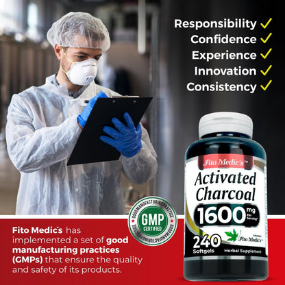 FITO MEDIC'S Lab | Activated Charcoal | 240 caps | Activated Charcoal Pills - PrimeBioHealth - canada supplements