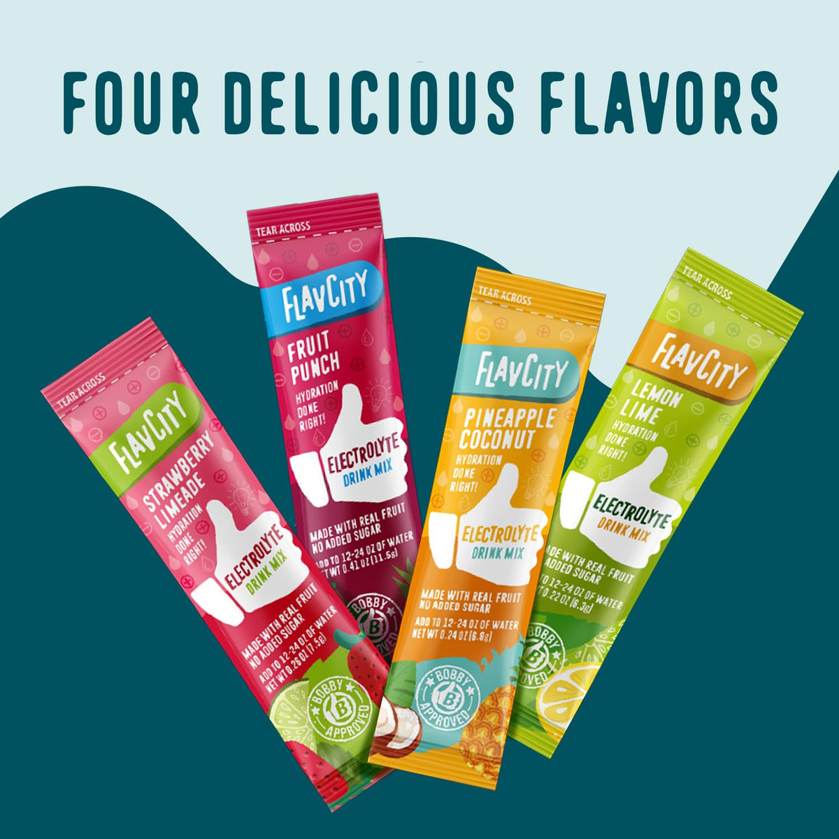 FlavCity Electrolytes Powder Packets - 28 Hydration Packets, Variety Pack - No Added Sugar - Hydration Powder with Real Fruit & Unrefined Sea Salt - PrimeBioHealth - canada supplements