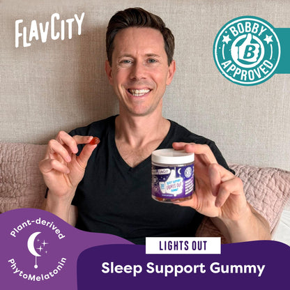 FlavCity Melatonin Sleep Gummies for Adults, Lights Out Gummy - Chewable Sleep Support Supplement with Plant-Based GABA, Magnesium - PrimeBioHealth - canada supplements