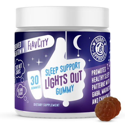 FlavCity Melatonin Sleep Gummies for Adults, Lights Out Gummy - Chewable Sleep Support Supplement with Plant-Based GABA, Magnesium - PrimeBioHealth - canada supplements