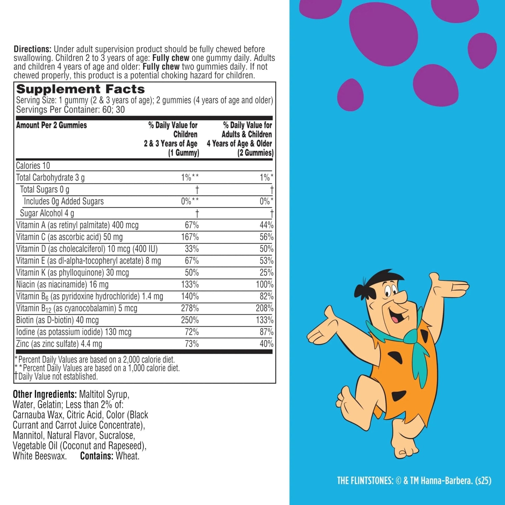 Flintstones Multivitamins for Kids, Sugar Free Kids Multivitamin Gummies, with Vitamins A, C, E, B6 & B12, Raspberry Flavored Gummy Vitamins, 60 Count - PrimeBioHealth - canada supplements