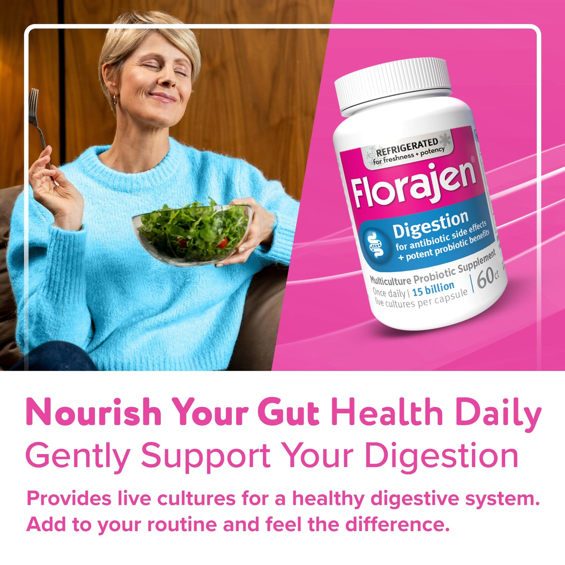 Florajen3 Digestion High Potency Refrigerated Probiotics | Restores Balance in Digestive System | for Antibiotic Side Effects | 60 Capsules - PrimeBioHealth - canada supplements