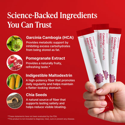 FOODOLOGY Coleology Cutting Stick Jelly (Pomegranate) – Dietary Fiber Supplement for Healthy Weight Management, Chia Seeds & Garcinia Cambogia - PrimeBioHealth - canada supplements