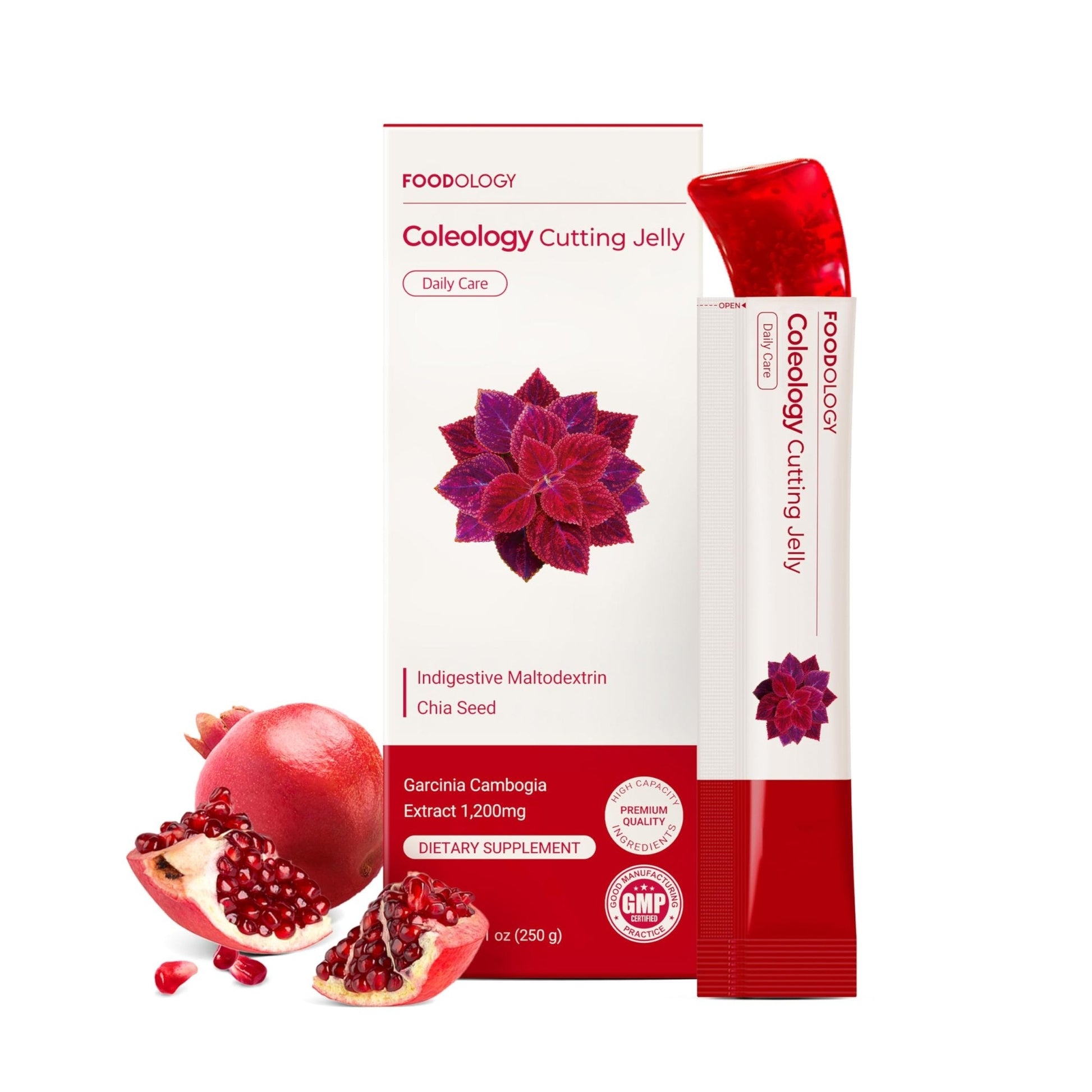 FOODOLOGY Coleology Cutting Stick Jelly (Pomegranate) – Dietary Fiber Supplement for Healthy Weight Management, Chia Seeds & Garcinia Cambogia - PrimeBioHealth - canada supplements