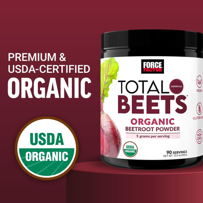 Force Factor Total Beets Organic Beetroot Powder Superfood to Boost Daily Nutrition, USDA Organic, Vegan, Gluten-Free - PrimeBioHealth - canada supplements