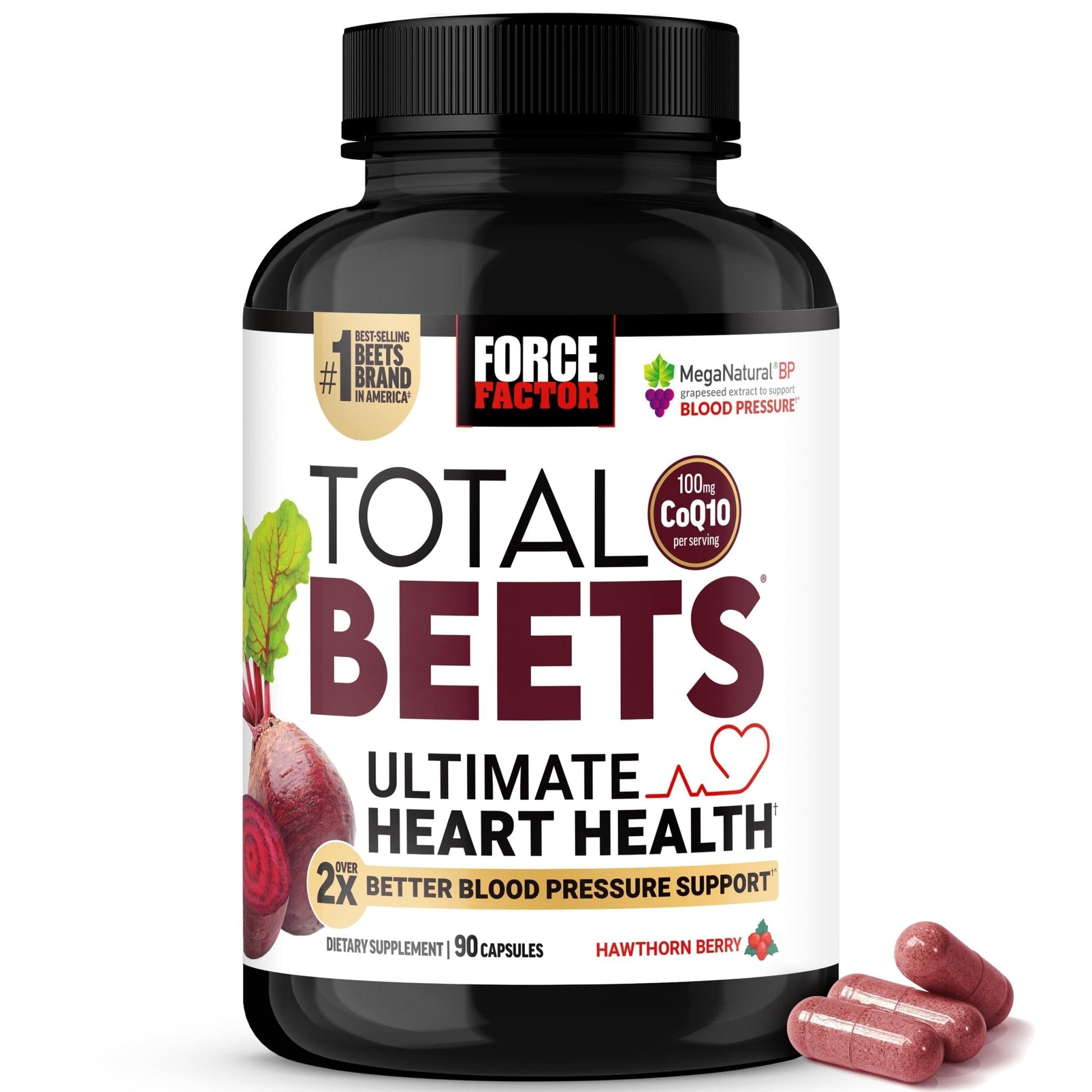 Force Factor Total Beets Ultimate Heart Health, Beet Root Capsules for Blood Pressure Support, CoQ10, Organic Beet Root Powder, Hawthorn Berry - PrimeBioHealth - canada supplements