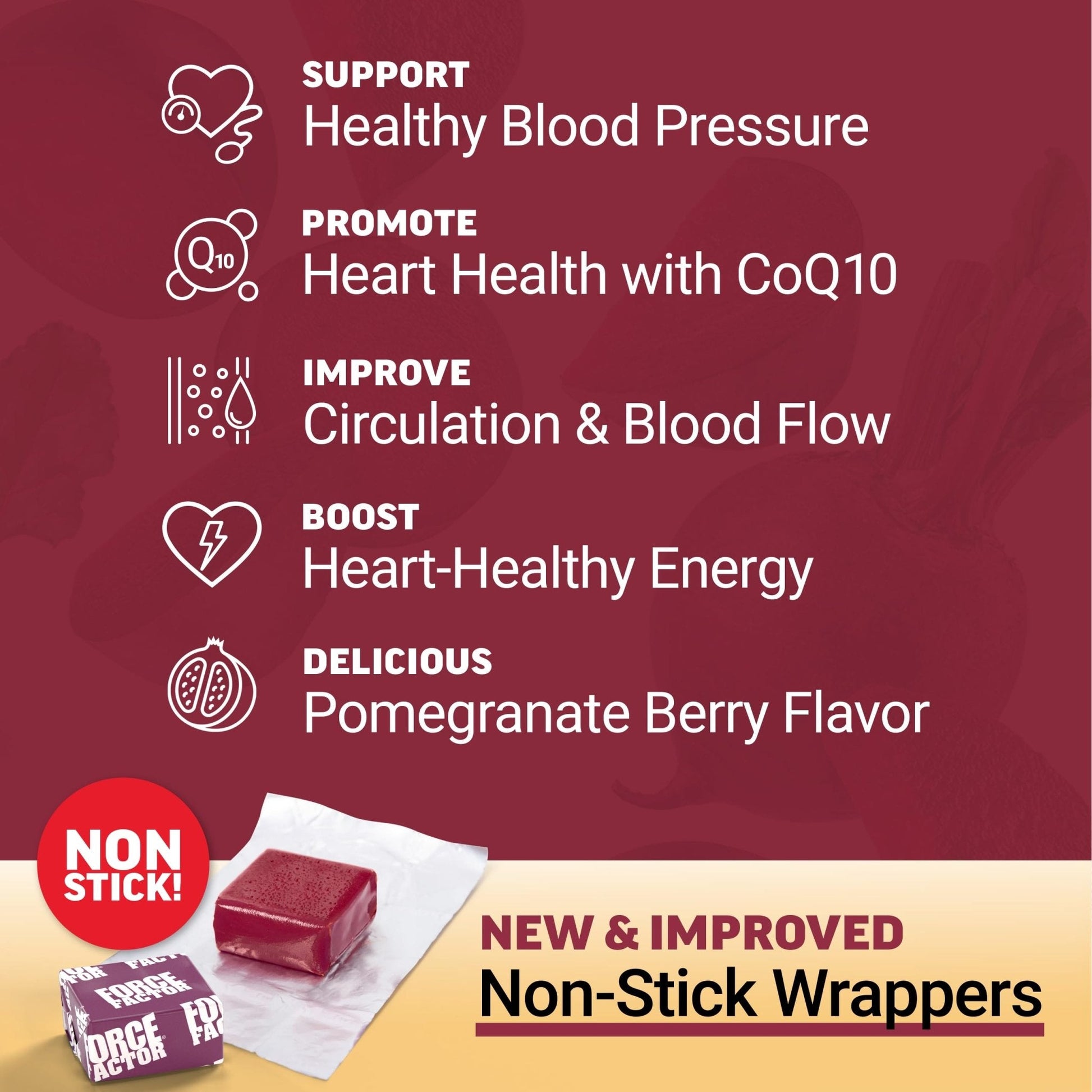Force Factor Total Beets Ultimate Heart Health Chews for Blood Pressure Support, with Beetroot Powder, CoQ10, B Vitamins & Grapeseed Extract for Blood Flow & Energy - PrimeBioHealth - canada supplements