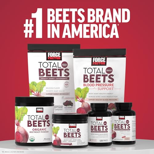 Force Factor Total Beets Ultimate Heart Health Chews for Blood Pressure Support, with Beetroot Powder, CoQ10, B Vitamins & Grapeseed Extract for Blood Flow & Energy - PrimeBioHealth - canada supplements