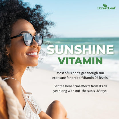 ForestLeaf Vitamin D3 50,000 IU | VIT D - Kosher VIT D3 Vitamin D Supplement for Women and Men | Bone Health, Teeth, Immune Support - PrimeBioHealth - canada supplements