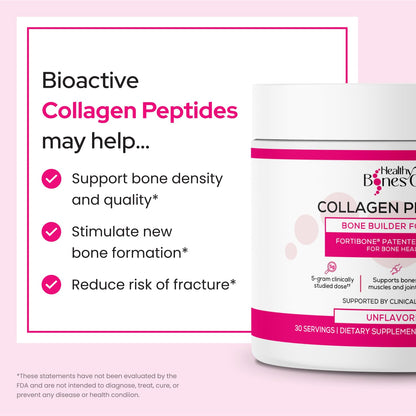 FORTIBONE Collagen Peptides Essential Bone Builder Hydrolyzed Collagen Powder for Women & Men, Clinically-Supported for Bone Strength & Density - PrimeBioHealth - canada supplements