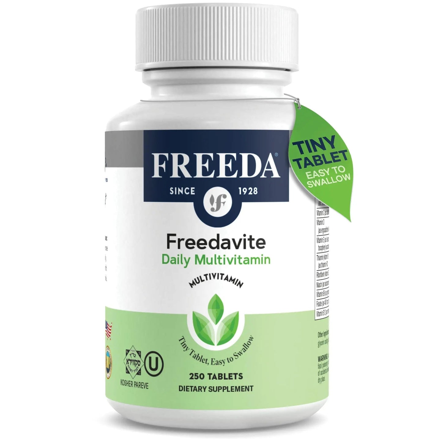 Freedavite Tiny Tablet - Moderate Multivitamin for Men and Women - Pure Vitamin A, C, D, E, B1, B2, B6, B12, Biotin, Calcium, Zinc, Iron, Magnesium - PrimeBioHealth - canada supplements
