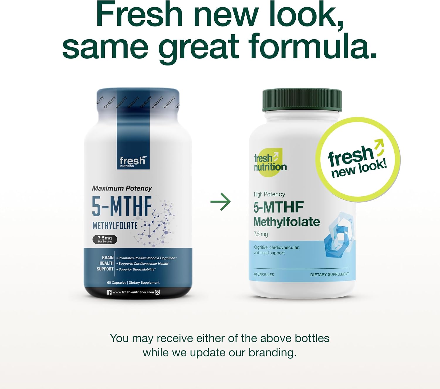 Fresh Nutrition L Methylfolate 7.5mg – DNA Verified for Maximum Potency – Superior Bioavailability – 5-MTHF Methyl Folate - 90 Capsules - PrimeBioHealth - canada supplements