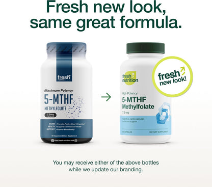 Fresh Nutrition L Methylfolate 7.5mg – DNA Verified for Maximum Potency – Superior Bioavailability – 5-MTHF Methyl Folate - 90 Capsules - PrimeBioHealth - canada supplements