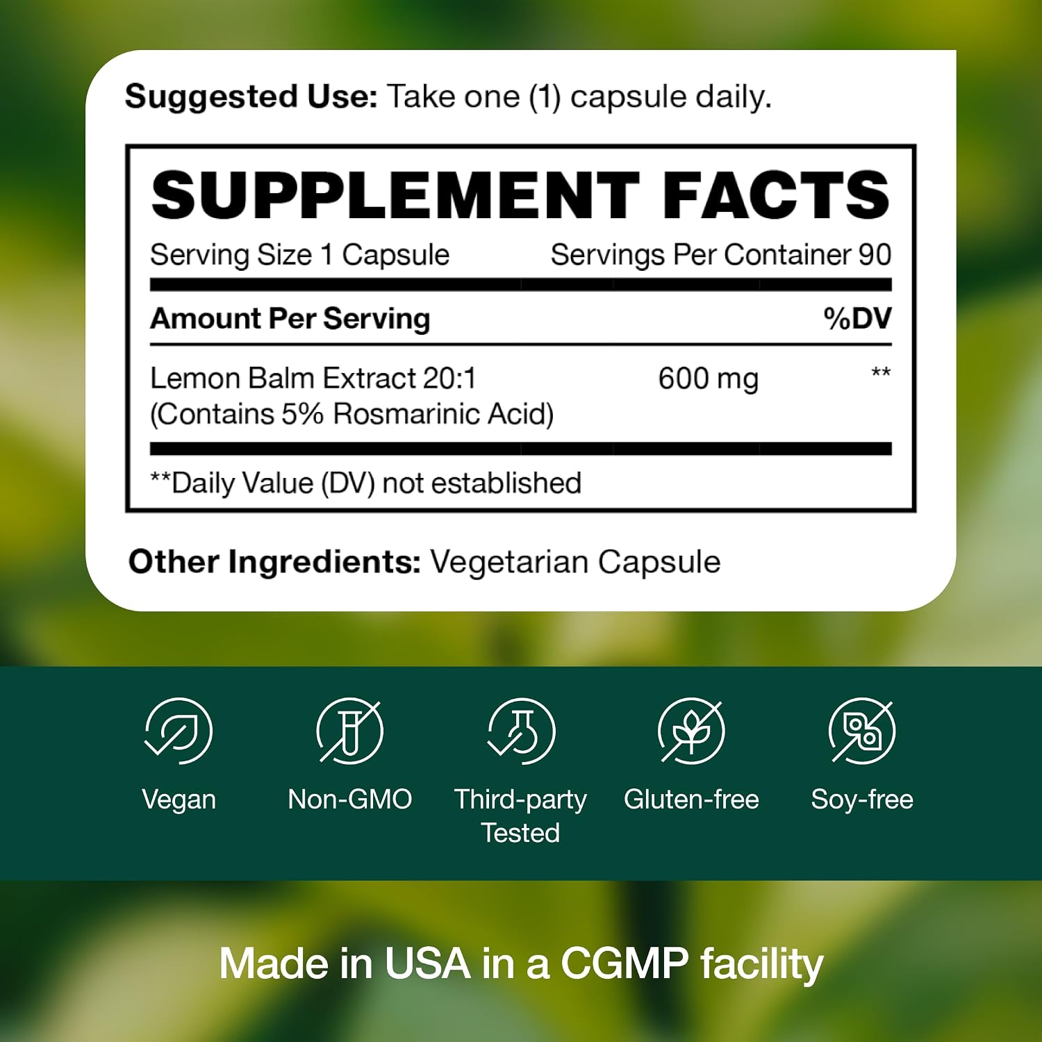 Fresh Nutrition Lemon Balm Extract Capsules. - PrimeBioHealth - canada supplements