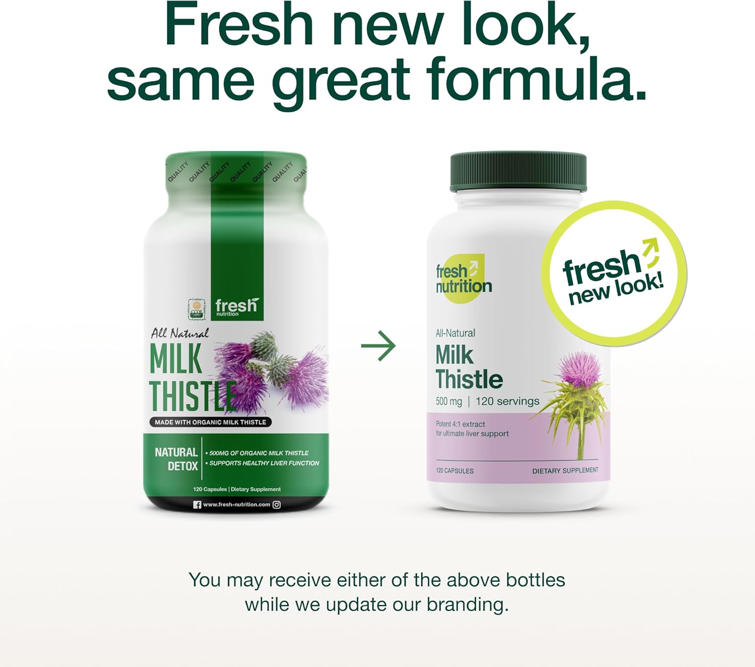 Fresh Nutrition Organic Milk Thistle Supplement - Potent Strength – 4 Month Supply – Silymarin Thistle Seed Standardized Extract 4:1 - Made in The USA - 120 Capsules - PrimeBioHealth - canada supplements