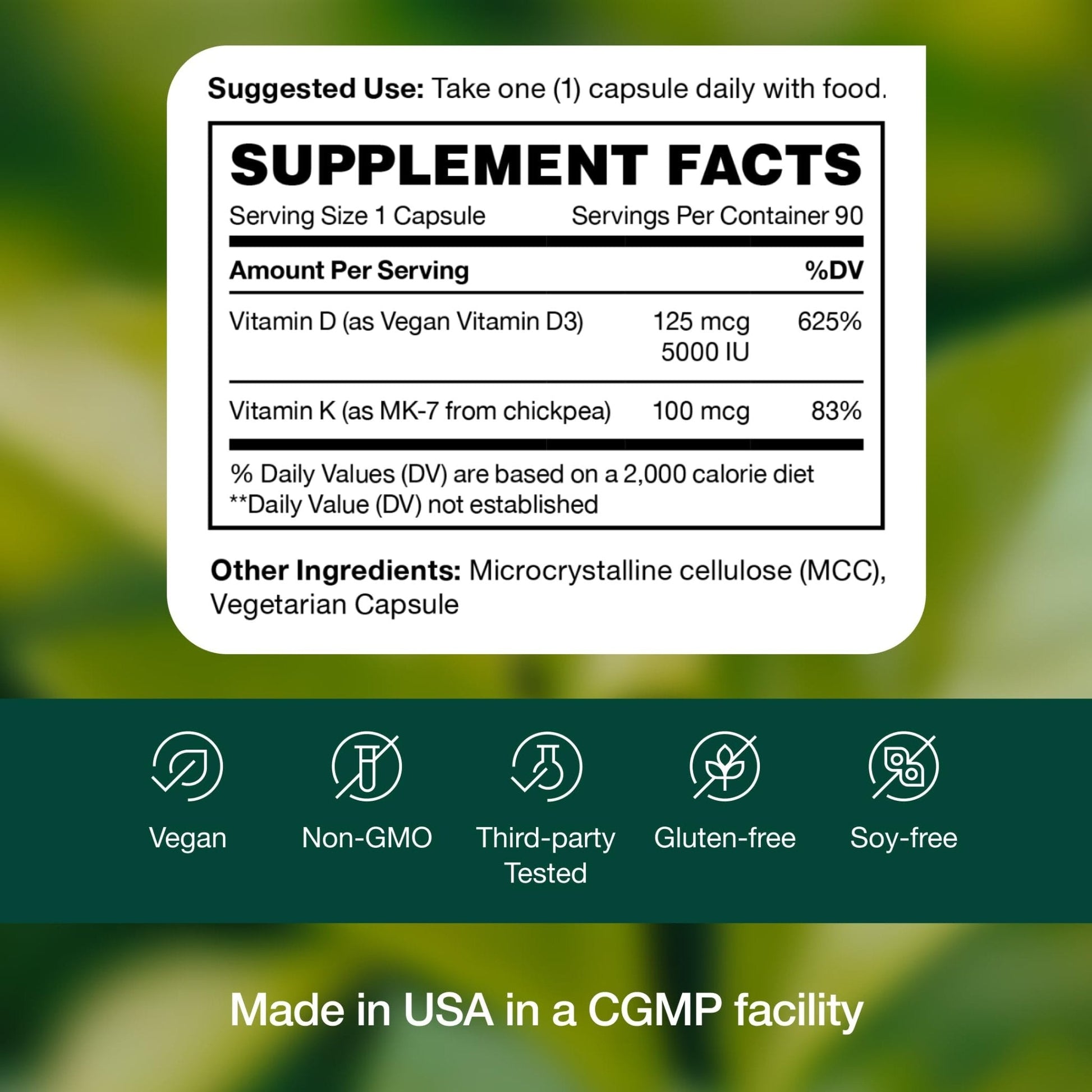 Fresh Nutrition Vegan Vitamin D3 + K2 Capsules - 5000 IU D3 + 100mcg K2 as MK-7 for Optimal Absorption - Immune Health, Bone Health, Mood - Non GMO - 90 Capsules, 3 Month Supply - PrimeBioHealth - canada supplements