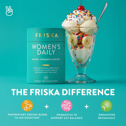 FRISKA Women’s Daily Digestive Enzyme and Probiotics Supplement, Advanced Natural Support for Female Digestive Health, Fights Bloating, Eases Digestion - PrimeBioHealth - canada supplements