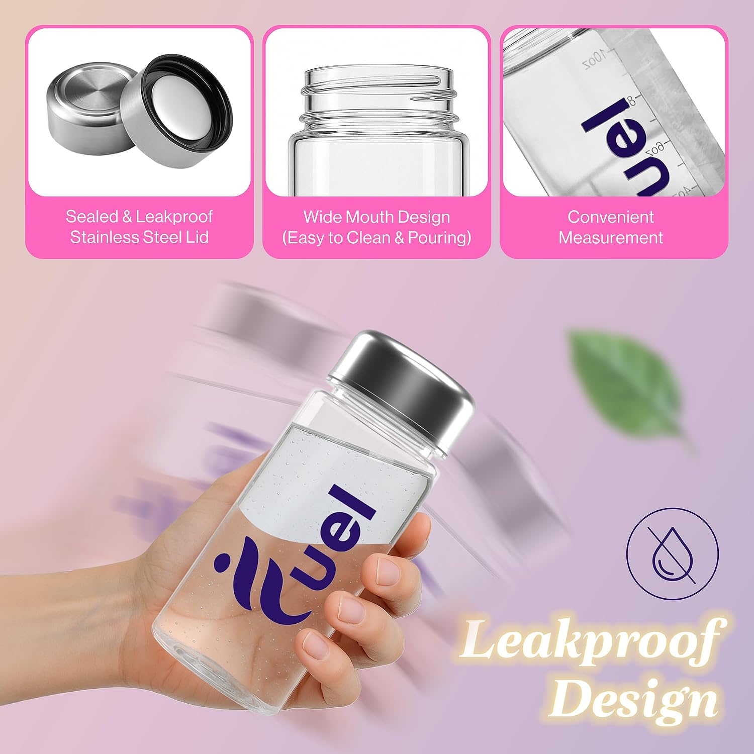 Fuel Protein Shaker Bottle with Metal Lid, Sports Water Bottle, Leak Proof Plastic Water Bottles BPA Free, Reusable, Dishwasher Safe, Perfect for Travel, School, Outdoors, Gym and Fitness Sports - PrimeBioHealth - canada supplements