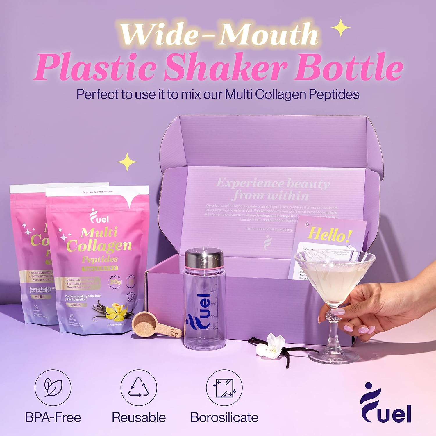 Fuel Protein Shaker Bottle with Metal Lid, Sports Water Bottle, Leak Proof Plastic Water Bottles BPA Free, Reusable, Dishwasher Safe, Perfect for Travel, School, Outdoors, Gym and Fitness Sports - PrimeBioHealth - canada supplements