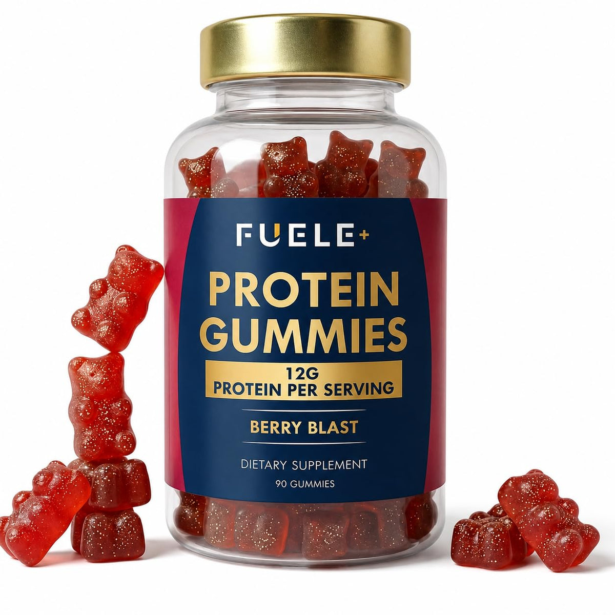 FUELE+ Protein Gummies – 12g High Protein Snack, Mixed Berry Flavor, No Added Sugar, Whey Protein Gummies, Supports Muscle Recovery, Post Workout Supplement - PrimeBioHealth - canada supplements