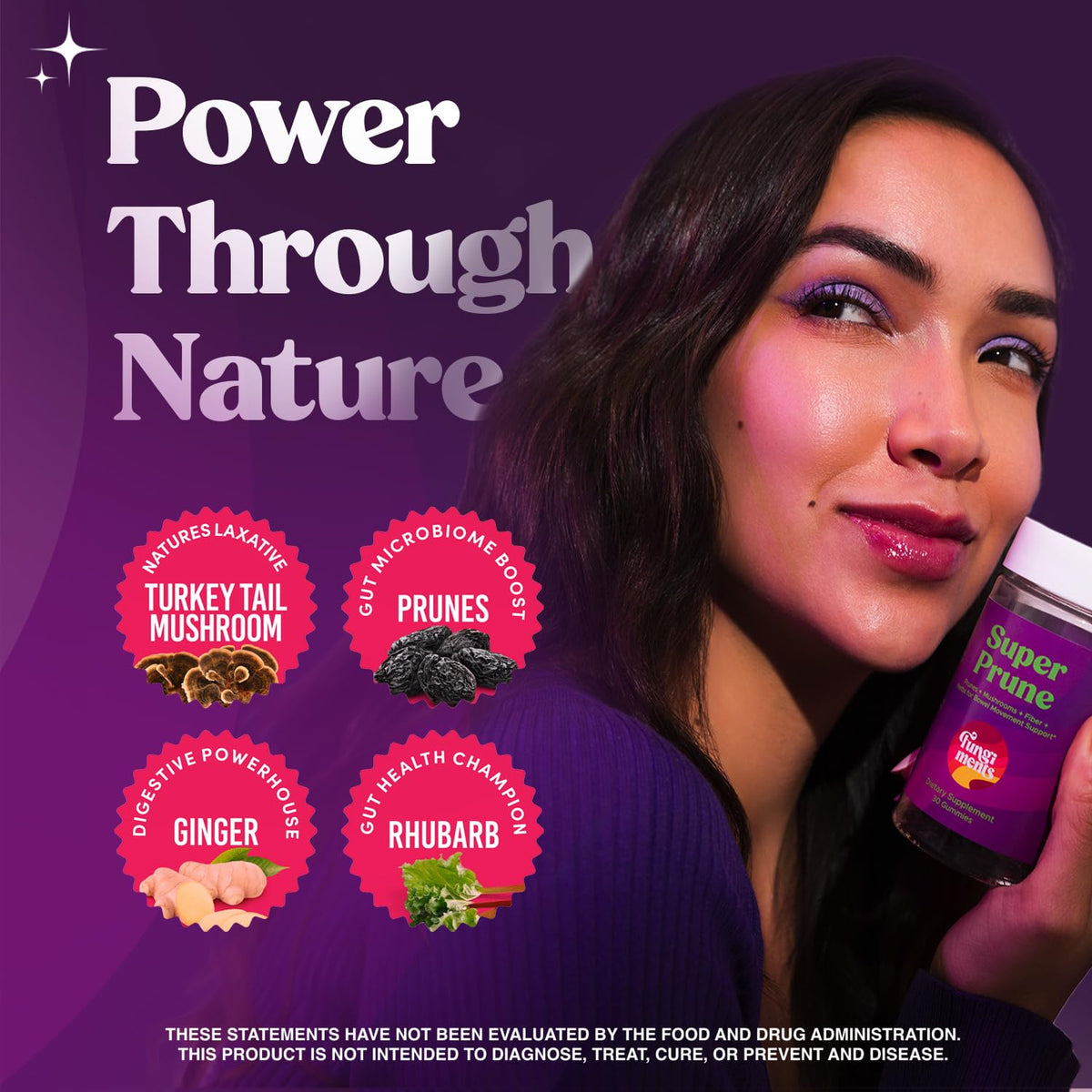 Fungiments Super Prune - Mushroom Supplement - Turkey Tail Mushrooms, Fiber, Rhubarb, Prunes, Ginger, Chamomile - Debloating, Constipation Relief - PrimeBioHealth - canada supplements