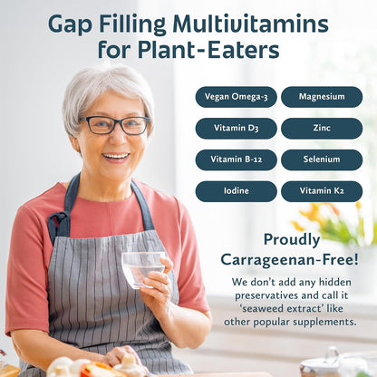 Future Kind Carrageenan-Free Foundations Multivitamin for Women & Men with Omega-3, B12, D3, Zinc, Iodine, Magnesium, K2 & Selenium, Vegan, Compostable Bag (60ct) - PrimeBioHealth - canada supplements