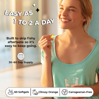 Future Kind Omega-3 Supplement for Clarity, Memory, and Mobility Comfort, 2 Months Supply of Citrus-Scented Softgels with EPA and DHA, Vegan Omega-3 Supplement from Algae, Carrageenan Free, 60 Count - PrimeBioHealth - canada supplements