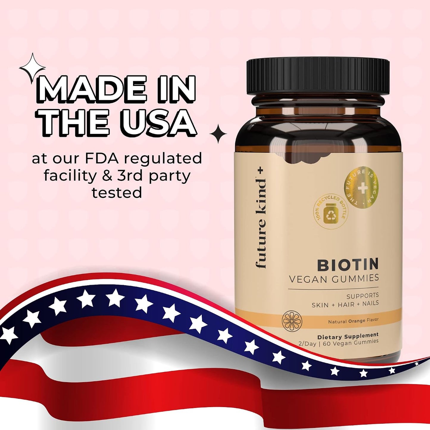 Future Kind Vegan Biotin Gummies for Hair, Skin and Nails – Vegan Collagen Supplement with Vitamin A, C & E – Natural Strawberry Flavor – 30 Gummies - PrimeBioHealth - canada supplements