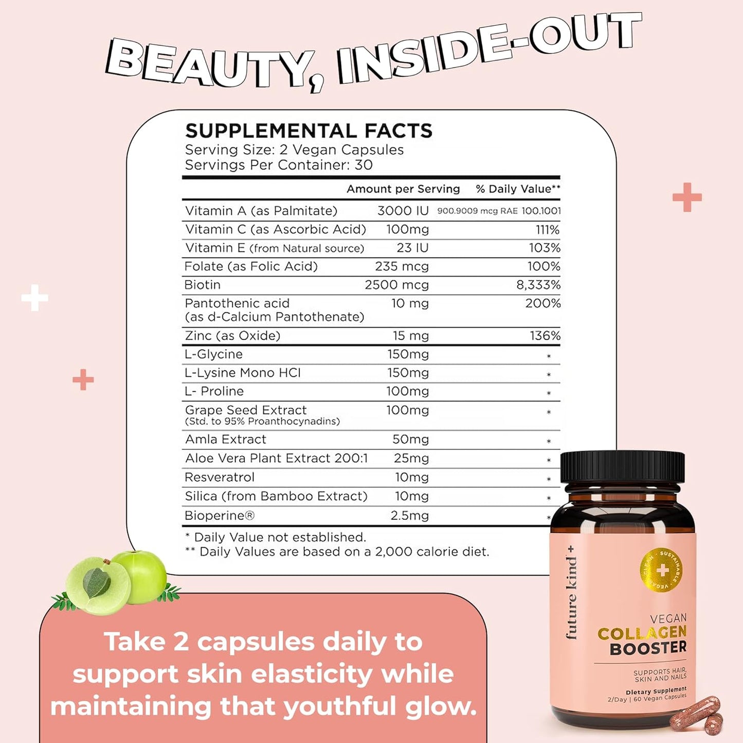 Future Kind Vegan Collagen - Supports Collagen Production with Biotin and Vitamin C (60 Capsules in Glass Bottle) - PrimeBioHealth - canada supplements