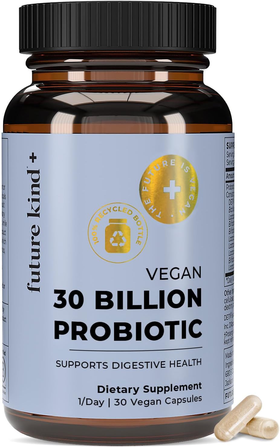 Future Kind Vegan Probiotics for Women and Men - 30 Billion CFUs Probiotics for Digestive Support (30 Adult Probiotic Capsules) No GMOs, Daily Probiotic Supplements from 42 Fruits & Vegetables - PrimeBioHealth - canada supplements