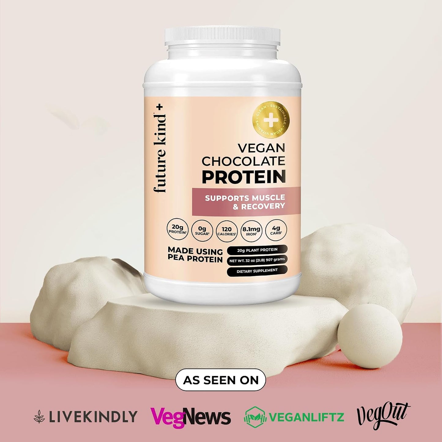Future Kind Vegan Protein Powder, Chocolate, Pea Plant Protein for Lean Muscle with Iron & Fiber, Whey-Free, Sugar-Free, Soy-Free, Non-Dairy (34 Servings) - PrimeBioHealth - canada supplements