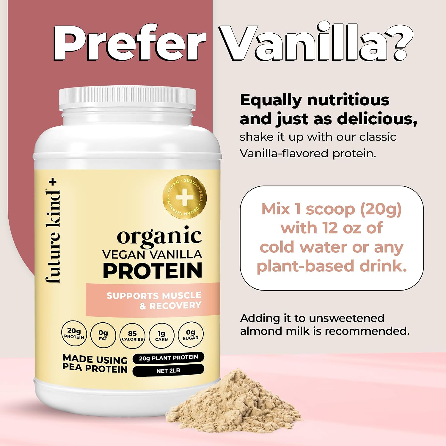 Future Kind Vegan Protein Powder, Chocolate, Pea Plant Protein for Lean Muscle with Iron & Fiber, Whey-Free, Sugar-Free, Soy-Free, Non-Dairy (34 Servings) - PrimeBioHealth - canada supplements