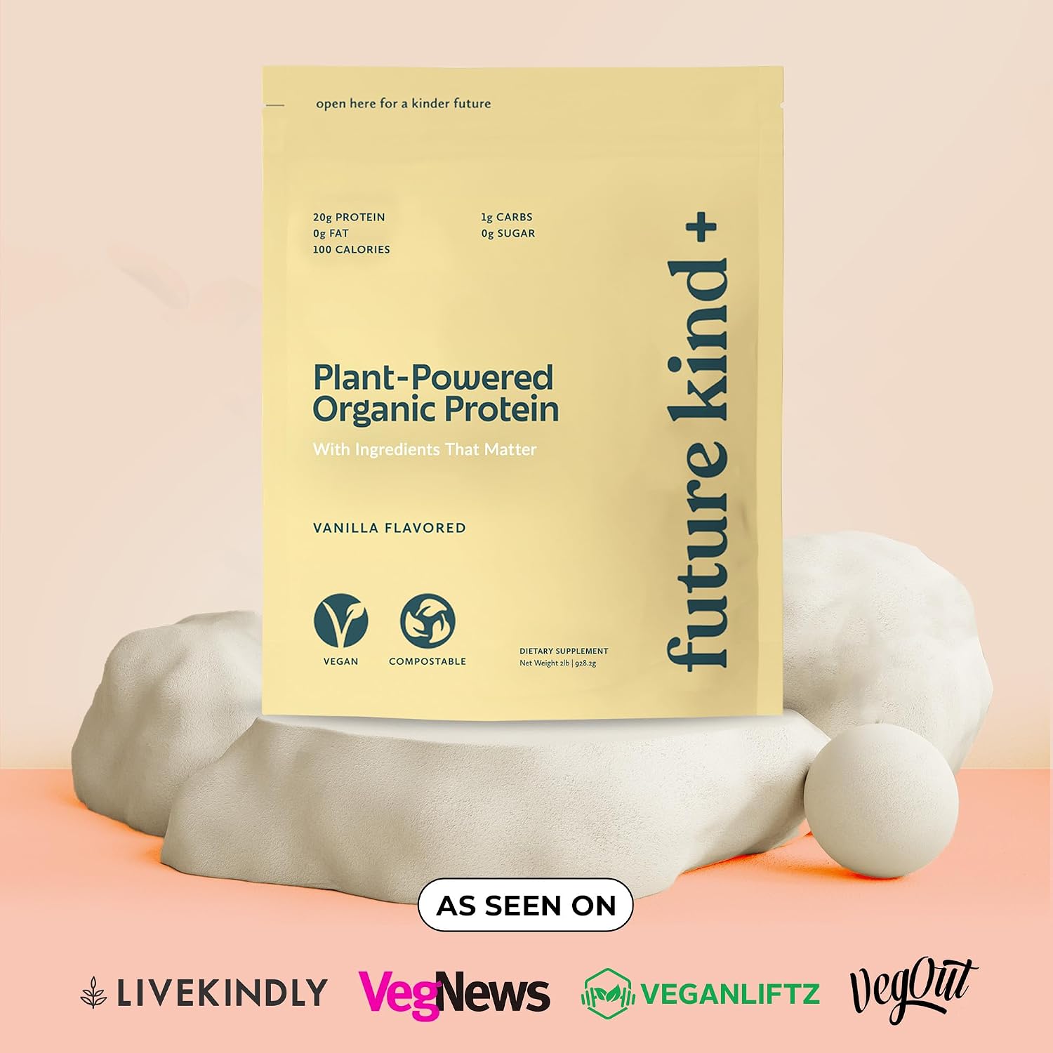 Future Kind Vegan Protein Powder, Vanilla, Pea Plant Protein for Lean Muscle with Iron & Fiber, Whey-Free, Sugar-Free, Soy-Free, Non-Dairy (34 Servings) - PrimeBioHealth - canada supplements