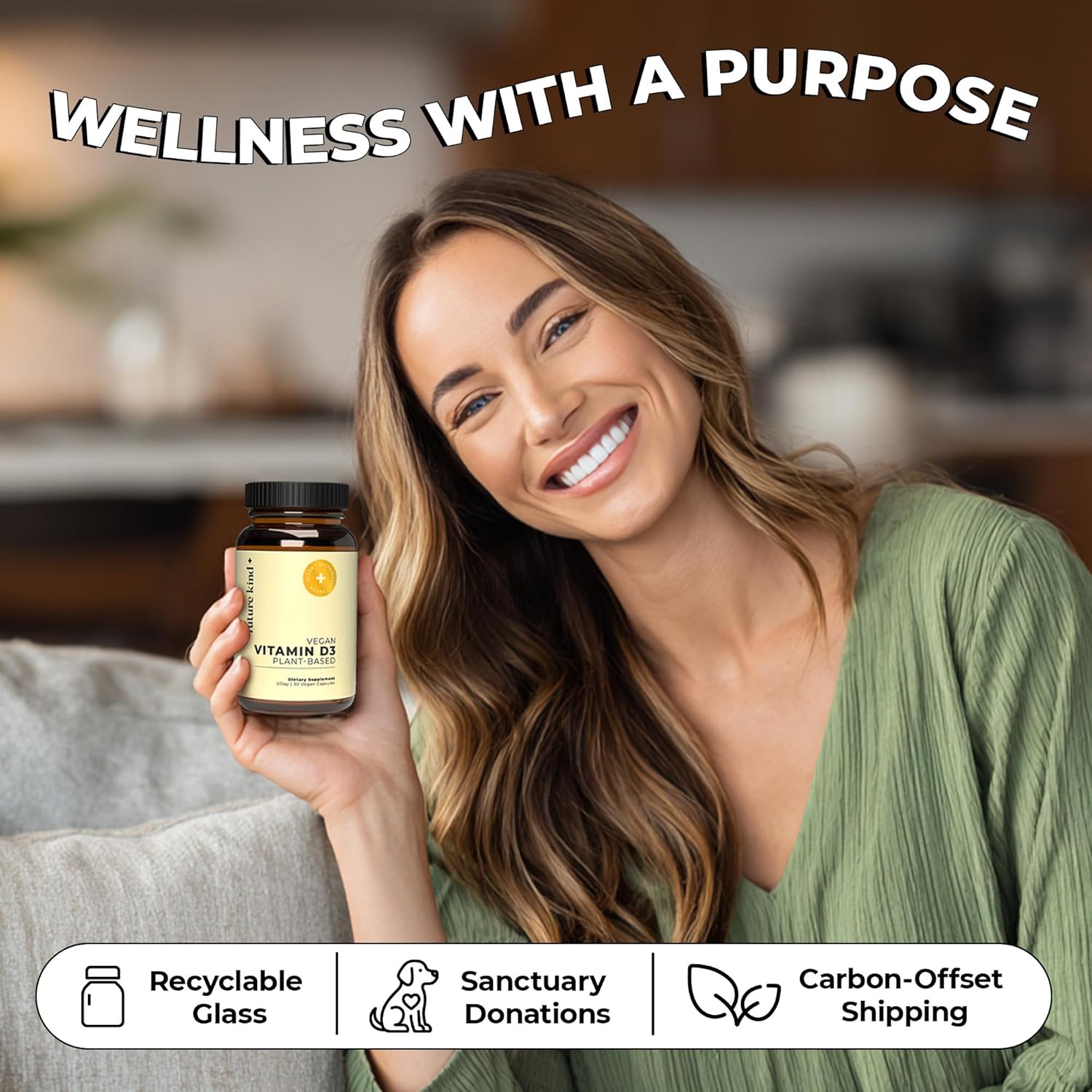 Future Kind Vitamin D3 2500 IU for Bone and Muscle Function, Vitamin D Vegan Supplement from Plant Lichen, Non-GMO, Sugar Free, Pure Vitamin D3, Promotes Natural Resilience, 30 Capsules - PrimeBioHealth - canada supplements