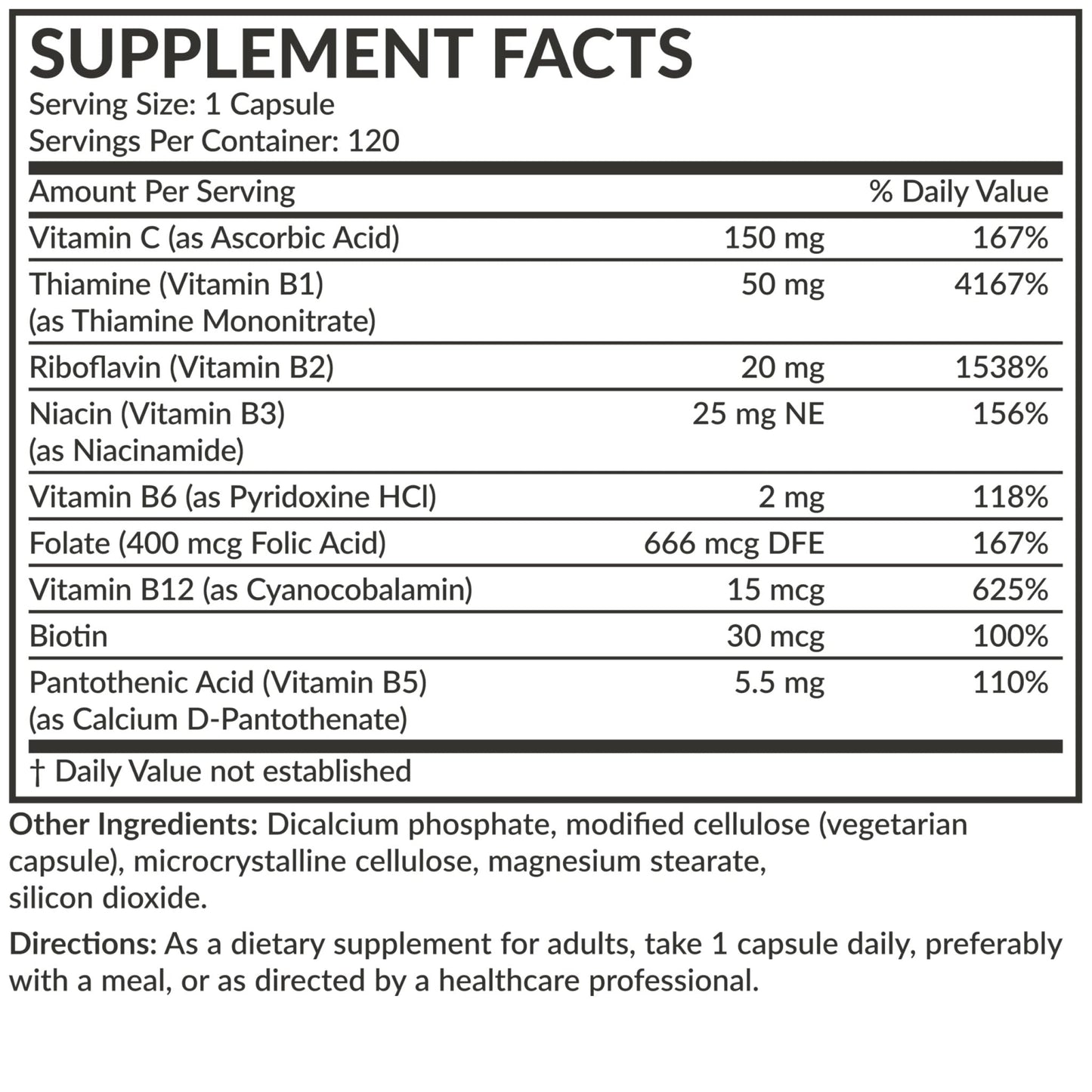 Futurebiotics Vitamin B Complex with Vitamin C Supports Energy Production, Nervous System & Immune Support - Non-GMO, 120 Vegetarian Capsules - PrimeBioHealth - canada supplements