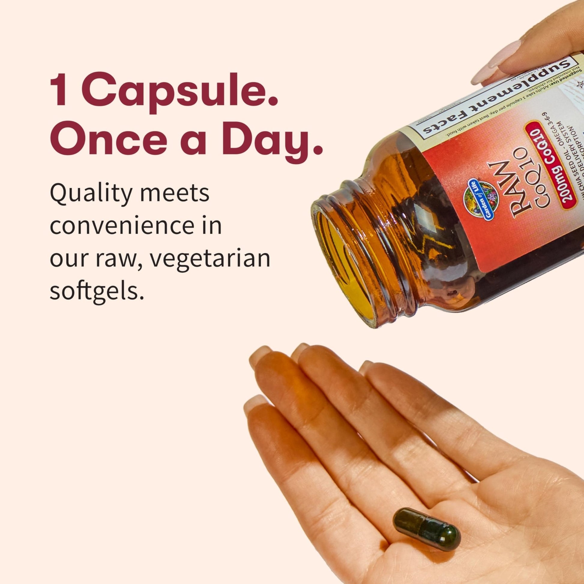 Garden of Life CoQ10 200mg, Vegetarian Omega 3 6 9 Supplement Raw Co Q 10 Chia Seed Oil, Whole Food Nutrition with Antioxidant Support - PrimeBioHealth - canada supplements