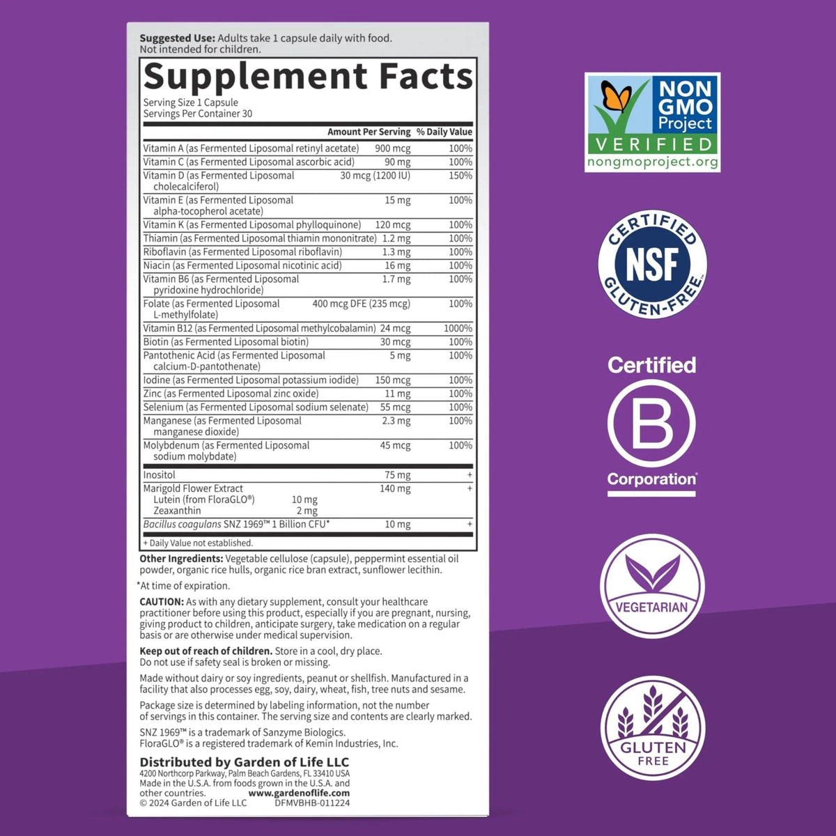 Garden of Life Dr Formulated Multi+ Brain Health, Fermented Liposomal Multivitamin + Lutein & Zeaxanthin, Vitamin D3 & Probiotics - PrimeBioHealth - canada supplements