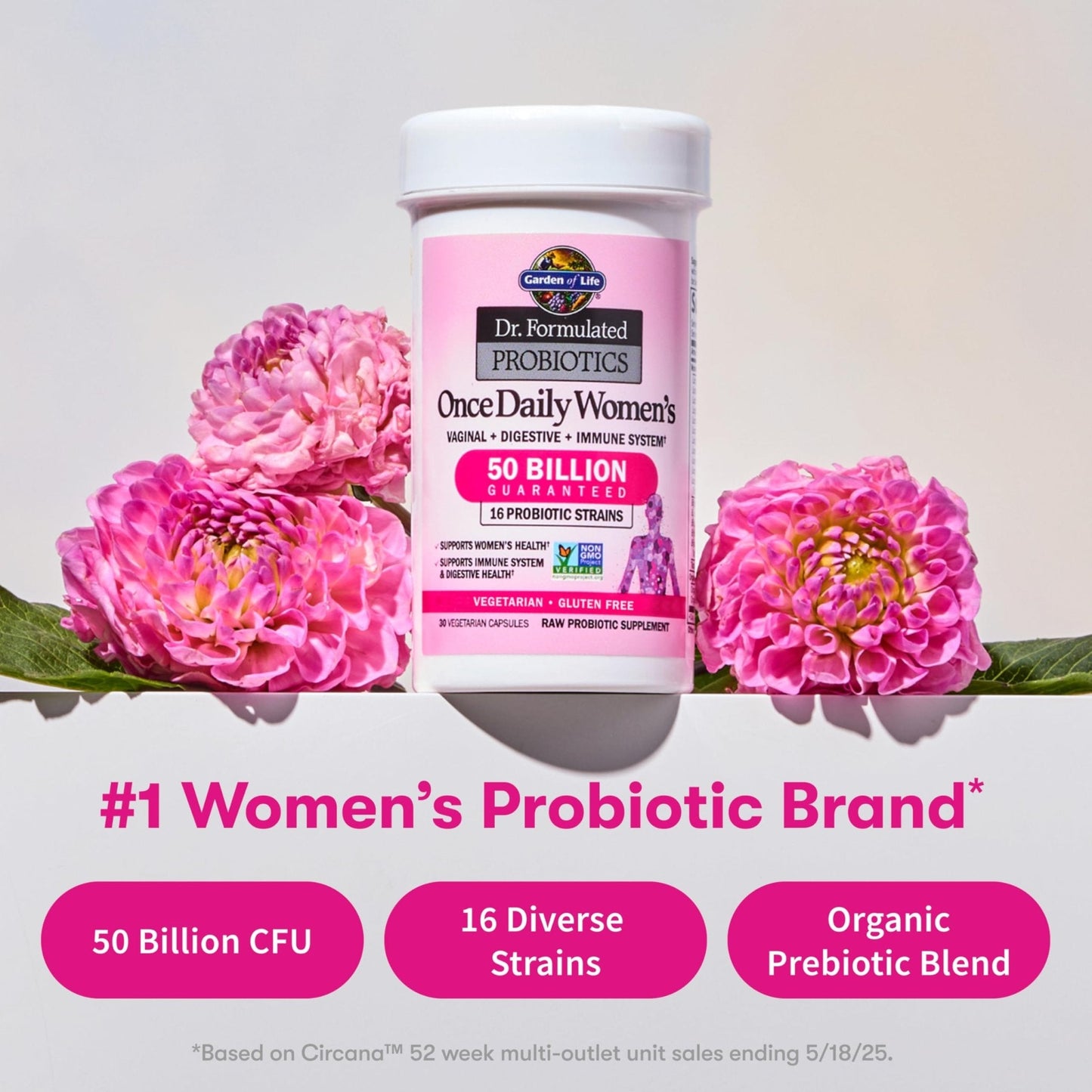 Garden of Life Once Daily Dr. Formulated Probiotics for Women 50 Billion CFU 16 Probiotic Strains with Organic Prebiotics for Digestive, Vaginal & Immune Health - PrimeBioHealth - canada supplements