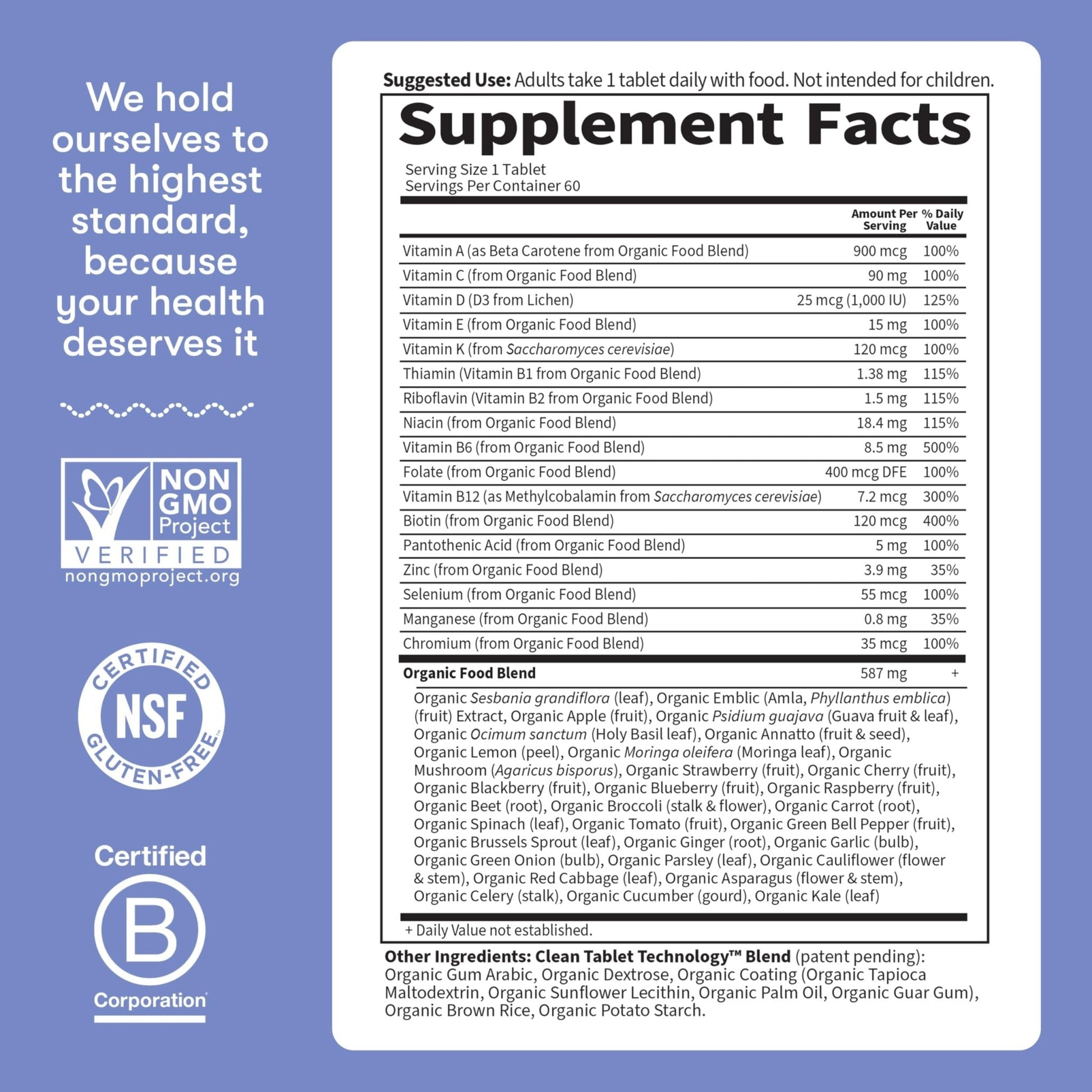 Garden of Life Once Daily Whole Food Multivitamin for Men, Organic Mens Vitamins & Minerals, Vitamin C, Zinc, Vegan, for Health & Well-Being, 60 Tablets - PrimeBioHealth - canada supplements
