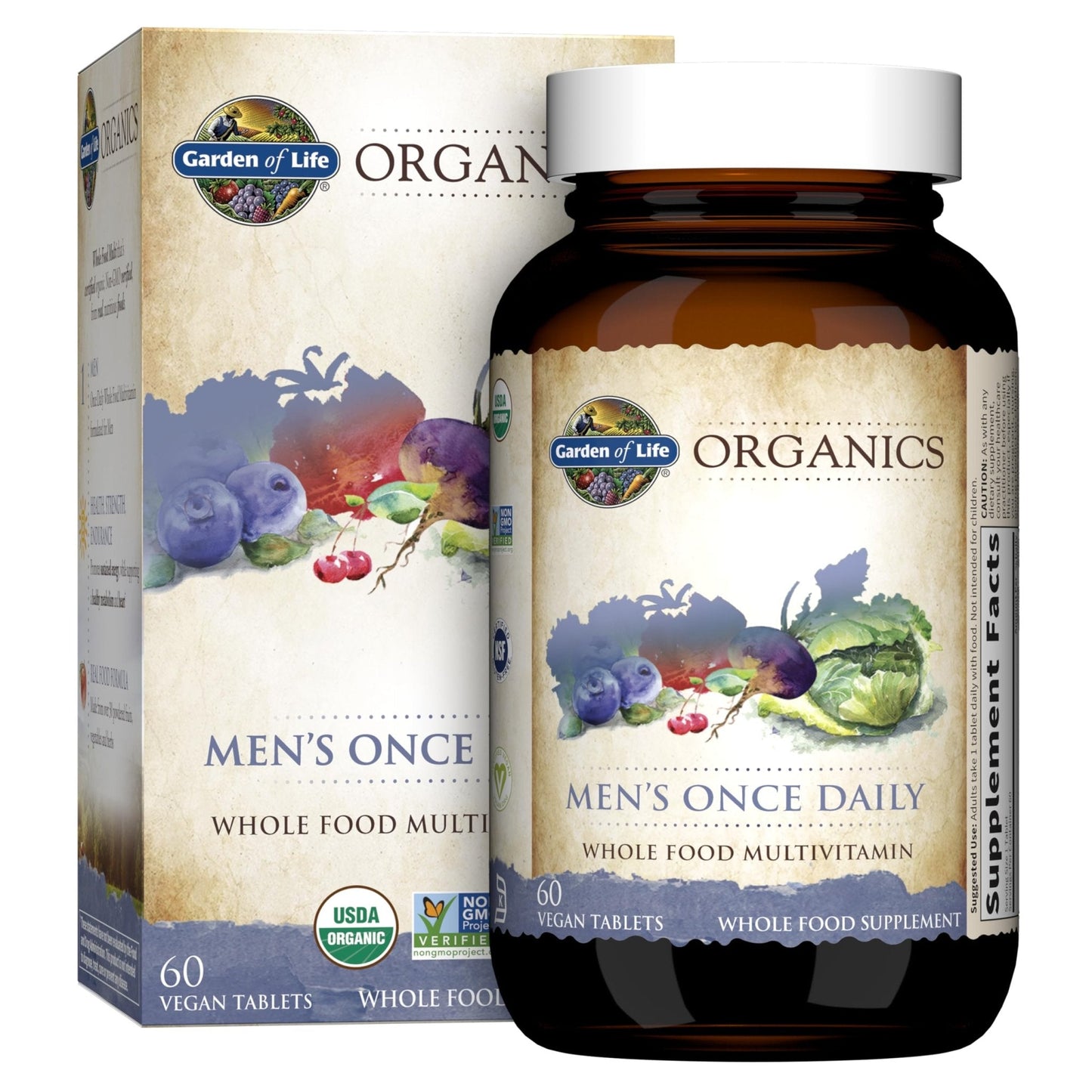 Garden of Life Once Daily Whole Food Multivitamin for Men, Organic Mens Vitamins & Minerals, Vitamin C, Zinc, Vegan, for Health & Well-Being, 60 Tablets - PrimeBioHealth - canada supplements