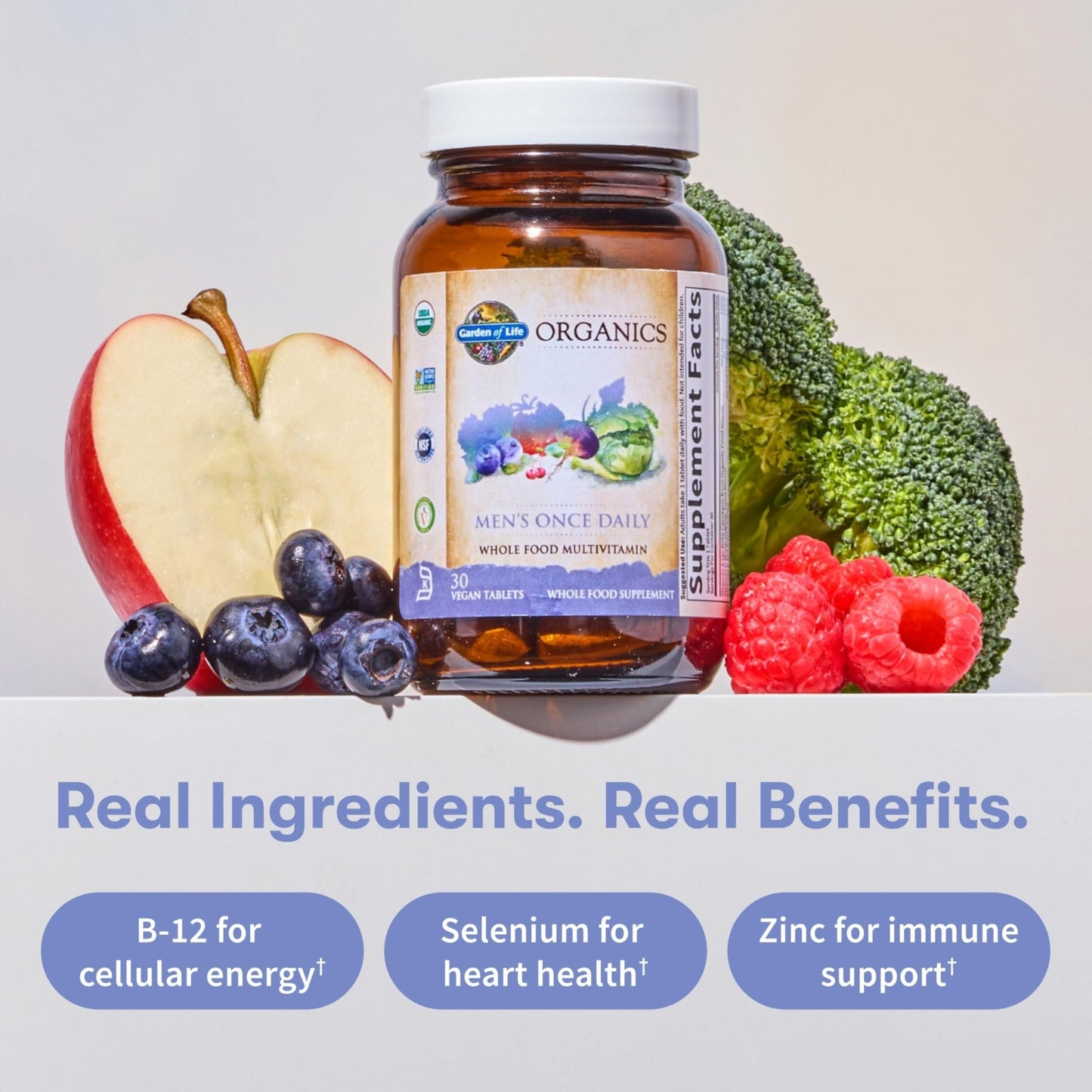 Garden of Life Once Daily Whole Food Multivitamin for Men, Organic Mens Vitamins & Minerals, Vitamin C, Zinc, Vegan, for Health & Well-Being, 60 Tablets - PrimeBioHealth - canada supplements