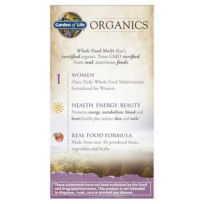 Garden of Life Organics Multivitamin for Women - Women's Once Daily Multi - Whole Food Multi with Iron, Biotin, Vegan Organic Womens Multivitamin for Health - PrimeBioHealth - canada supplements