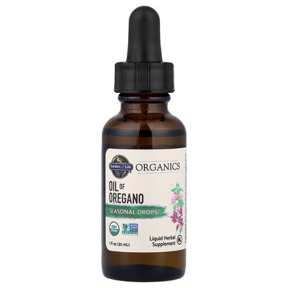Garden of Life Organics Oil of Oregano Seasonal Drops 1fl oz (30 mL) Liquid, Concentrated Plant Based Immune Support - Alcohol-Free, Organic, Non-GMO - PrimeBioHealth - canada supplements