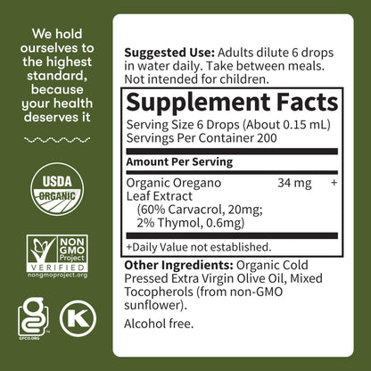 Garden of Life Organics Oil of Oregano Seasonal Drops 1fl oz (30 mL) Liquid, Concentrated Plant Based Immune Support - Alcohol-Free, Organic, Non-GMO - PrimeBioHealth - canada supplements