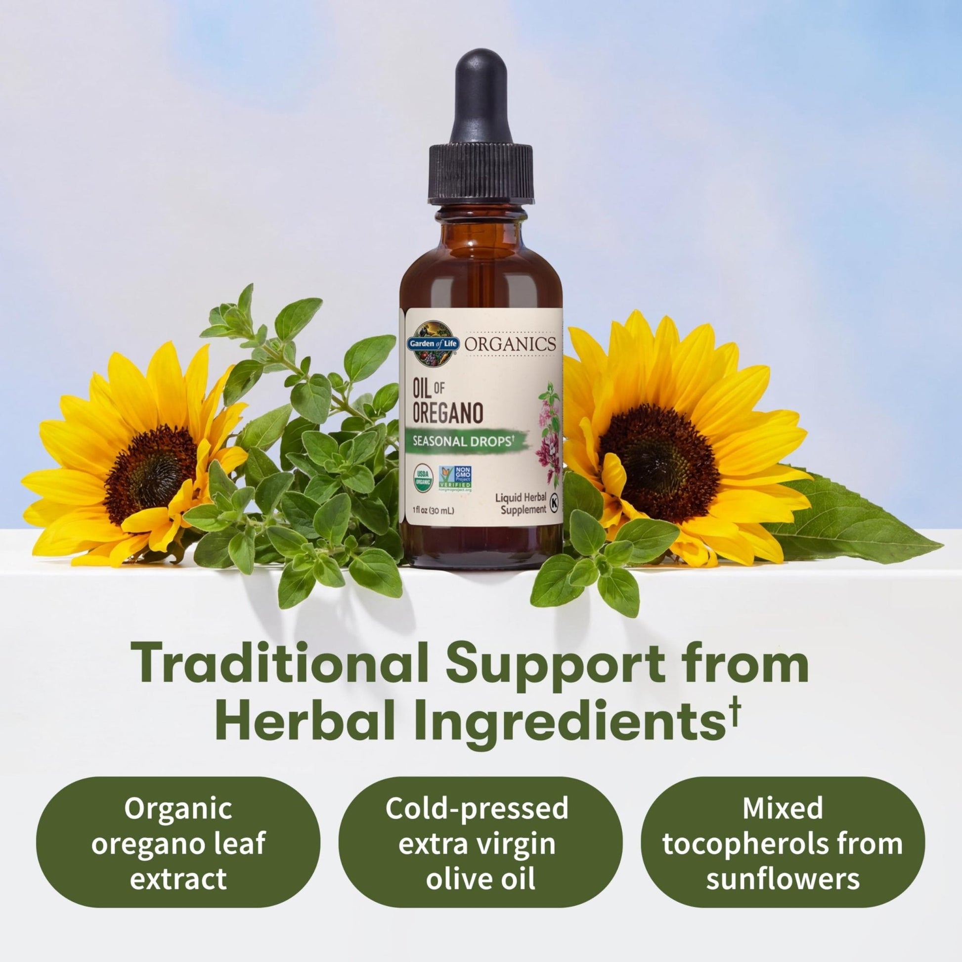 Garden of Life Organics Oil of Oregano Seasonal Drops 1fl oz (30 mL) Liquid, Concentrated Plant Based Immune Support - Alcohol-Free, Organic, Non-GMO - PrimeBioHealth - canada supplements