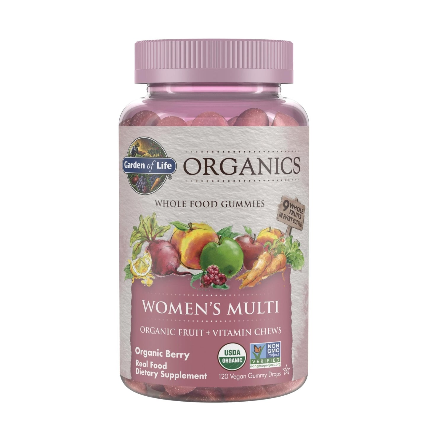 Garden of Life Organics Women's Gummy Vitamins - Berry - Certified Organic, Non-GMO, Vegan, Kosher Complete Multi - Methyl B12, C & D3 - Gluten - PrimeBioHealth - canada supplements