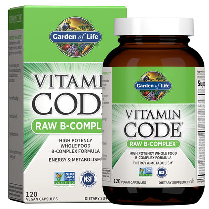 Garden of Life Vitamin B Complex, 120 Vegan Capsules, High Potency Vitamins for Energy & Metabolism with B6, Folate & B12 - PrimeBioHealth - canada supplements